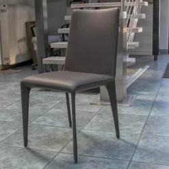 4er Set Stuhl Filly Up Leder Capri L04 Anthrazit Stahlgestell Mit Leder Bezogen