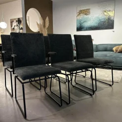 6er Set Stuhl Filon Stoff Cloud Hunter 156 Grün Kufengestell Metall Schwarz Tiefmatt Pulverbeschichtet Mit Schwingmechanik