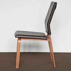 2er Set Stuhl Fino Ohne Armlehnen Mit Hoher Rückenlehne Leder 216 Braun Gestell Holz Nuss Natur Mit Filzgleitern