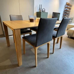 4er Set Stuhl Fira ll Anilinleder Novara Black Schwarz Gestell Eiche Natur Geölt