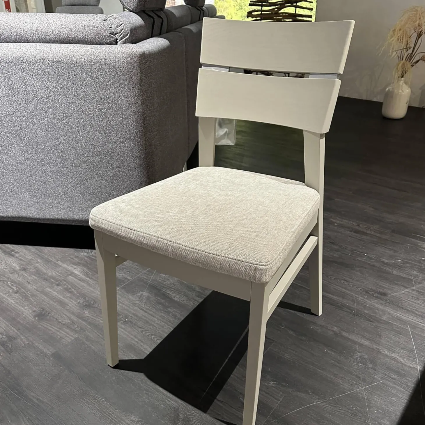 4er Set Stuhl 674G WM Casa 220 Stoff Lennon Silver Lining 12702 Grau Gestell Pinie Grau Soft Ohne Tisch