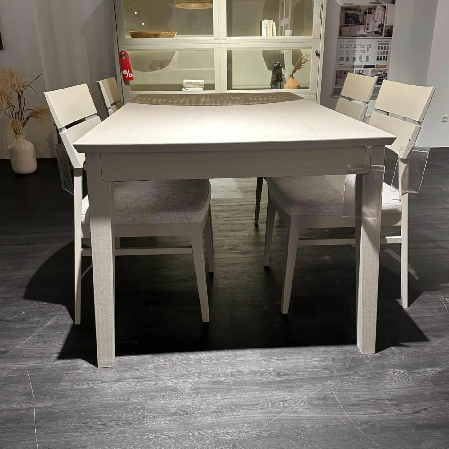 4er Set Stuhl 674G WM Casa 220 Stoff Lennon Silver Lining 12702 Grau Gestell Pinie Grau Soft Ohne Tisch