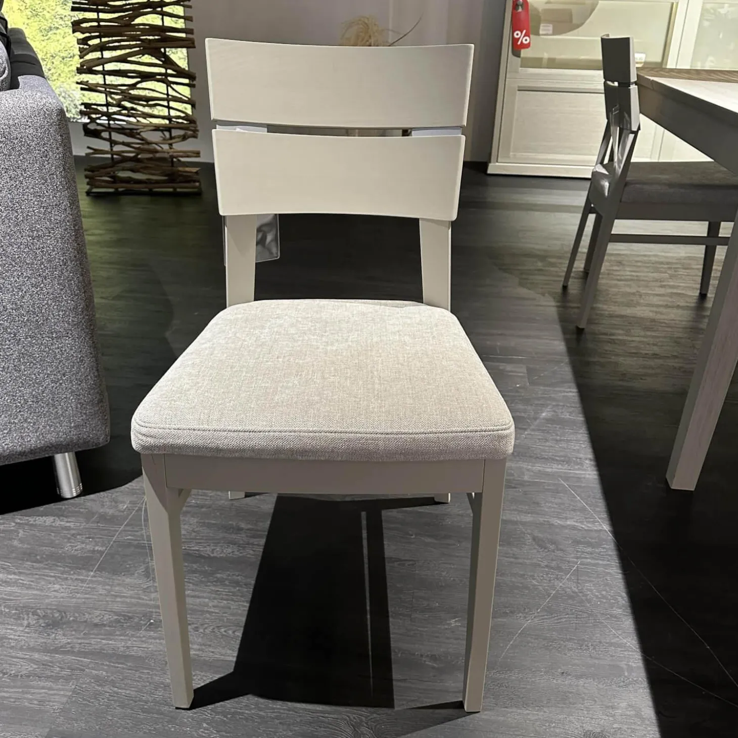 4er Set Stuhl 674G WM Casa 220 Stoff Lennon Silver Lining 12702 Grau Gestell Pinie Grau Soft Ohne Tisch