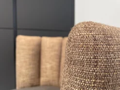 4er Set Stuhl Gaia Sitzfläche Leder Rawhide 356 Schwarz Rücken Stoff Picasso 5363 Gold Braun 4 Fuß Rundrohrgestell Metall Schwarz