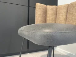 4er Set Stuhl Gaia Sitzfläche Leder Rawhide 356 Schwarz Rücken Stoff Picasso 5363 Gold Braun 4 Fuß Rundrohrgestell Metall Schwarz