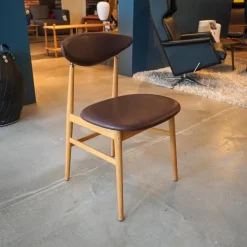 6er Set Stuhl Gent Leder Kastanienbraun Gestell Eiche Geölt