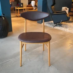 6er Set Stuhl Gent Leder Kastanienbraun Gestell Eiche Geölt