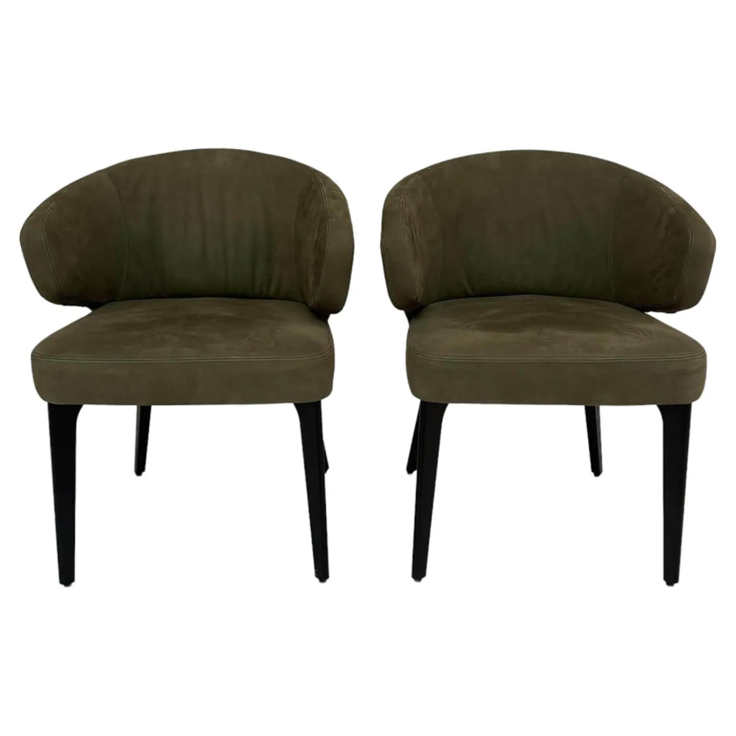 2er Set Stuhl George Bezug Leder L9999F Velvet Grau Braun Holzgestell Füße Schwarz Gebeizt