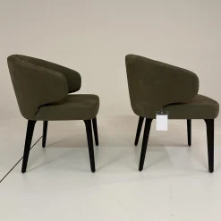 2er Set Stuhl George Bezug Leder L9999F Velvet Grau Braun Holzgestell Füße Schwarz Gebeizt