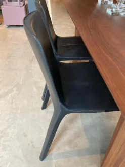 5er Set Stuhl Gio Anilinleder Elen Schwarz Oberfläche Gewachst