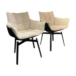 2er Set Stuhl Husk Stoff Sambuco 2619100 Weiß Schale Polyurethanharz Anthrazit Gestell Schwarz Verchromt Lackiert