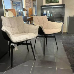 2er Set Stuhl Husk Stoff Sambuco 2619100 Weiß Schale Polyurethanharz Anthrazit Gestell Schwarz Verchromt Lackiert