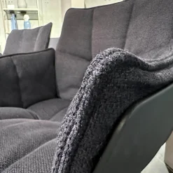 4-er Set Stuhl Husk Stoff Serle Grau Blau Schale Polyurethanharz Anthrazit Gestell Schwarz Verchromt Lackiert