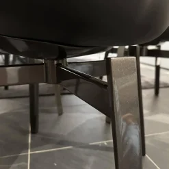 4-er Set Stuhl Husk Stoff Serle Grau Blau Schale Polyurethanharz Anthrazit Gestell Schwarz Verchromt Lackiert