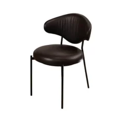 3er Set Stuhl Icon Leder Sauvage Moro Schwarz Gestell Rundrohr Schwarz