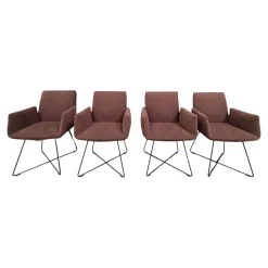 4er Set Stuhl Jalis 541 Stoff 10125 Bordeaux Rot Drahtgestell Lack RAL 010 20 10 Wengenschwarz Mit Filzgleiter