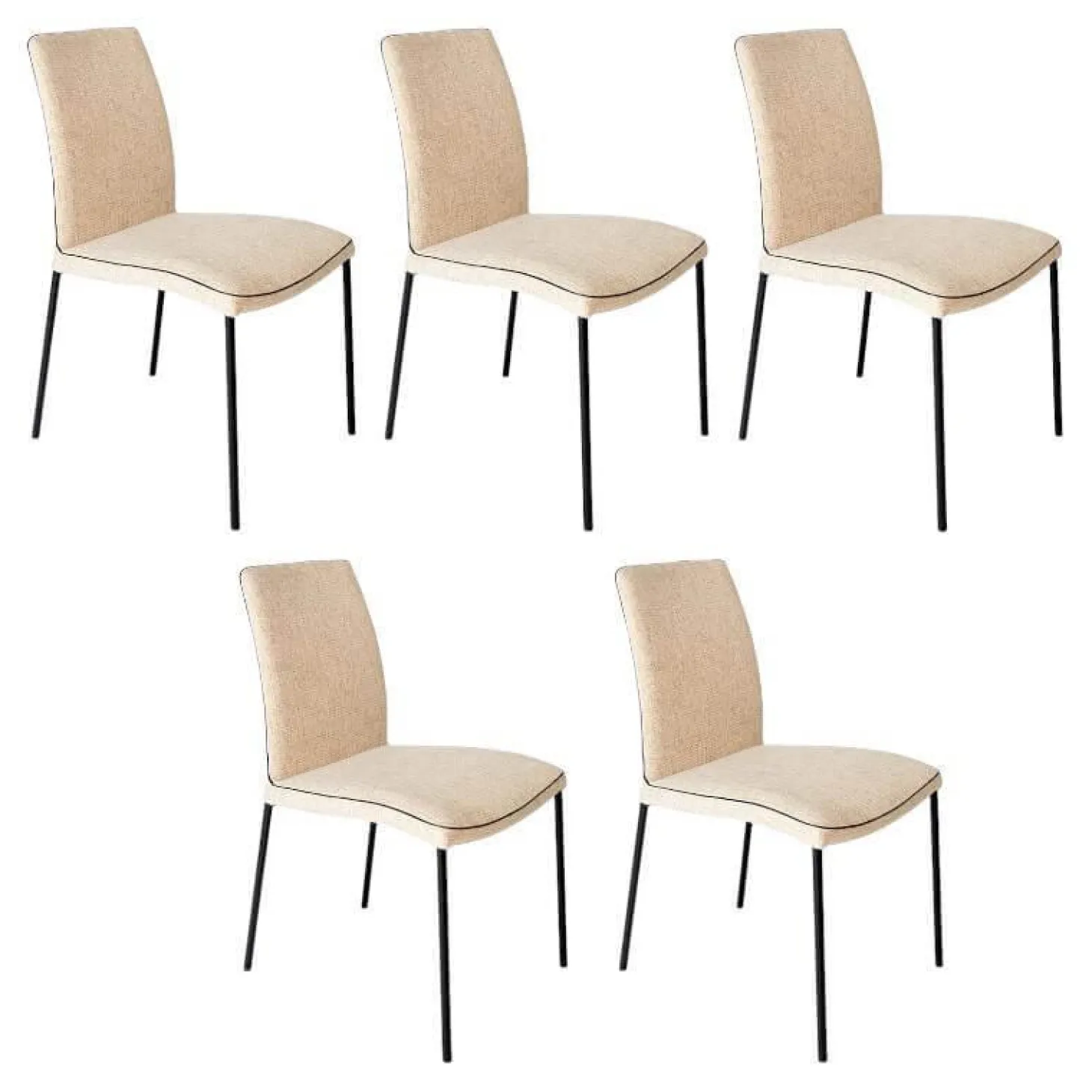 5er Set Stuhl Jaro 100 Stoff Frozen Harmony Beige Gestell Vierfuß Schwarz