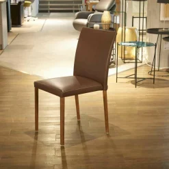 3er Set Stuhl Jason Lite Leder Elen Kokosnuss Fuß Nussbaum