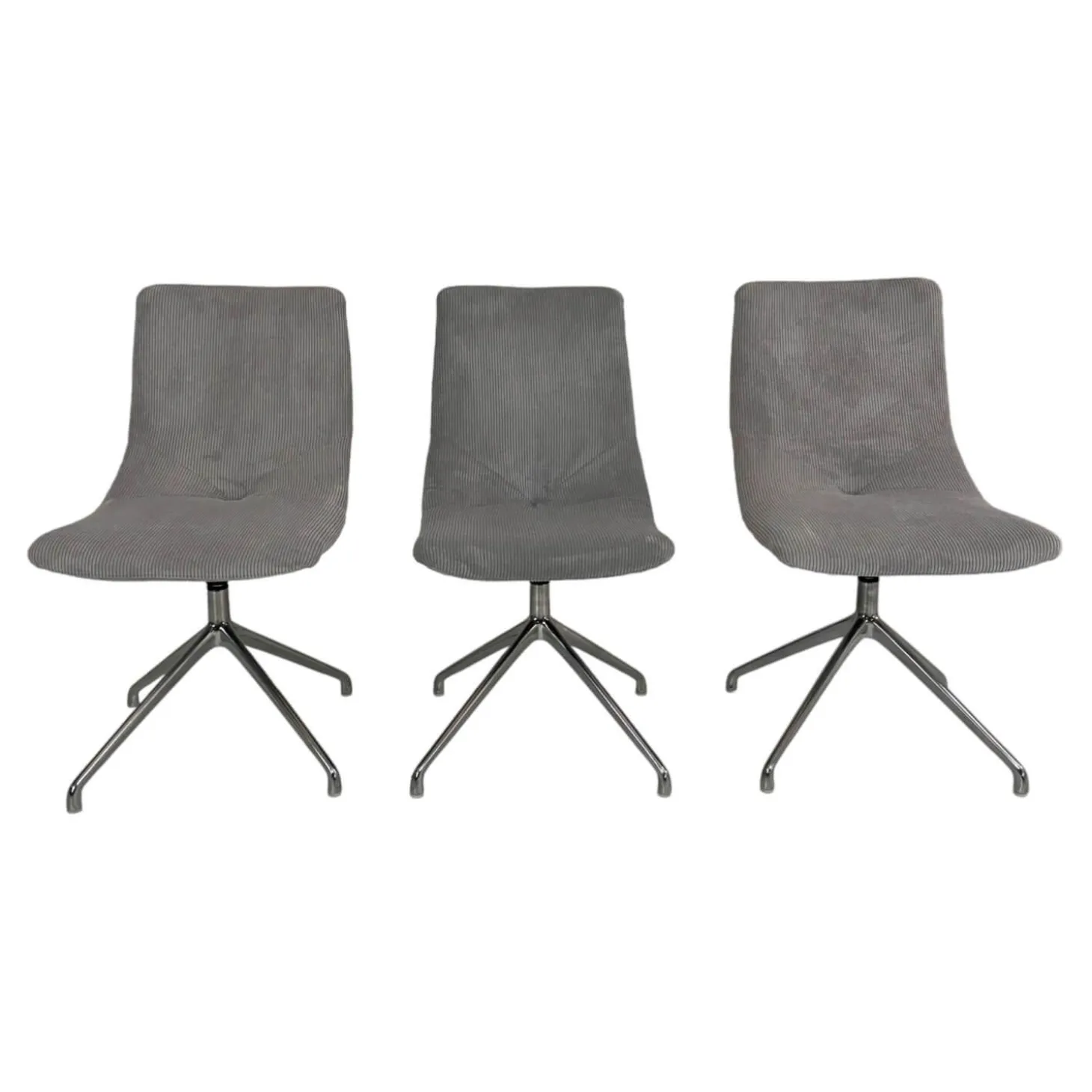 3er Set Stuhl Jona Ohne Armlehne Bezug U9999E Grau Fußkreuz Chrom Mit Drehbeschlag