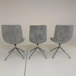 3er Set Stuhl Jona Ohne Armlehne Bezug U9999E Grau Fußkreuz Chrom Mit Drehbeschlag