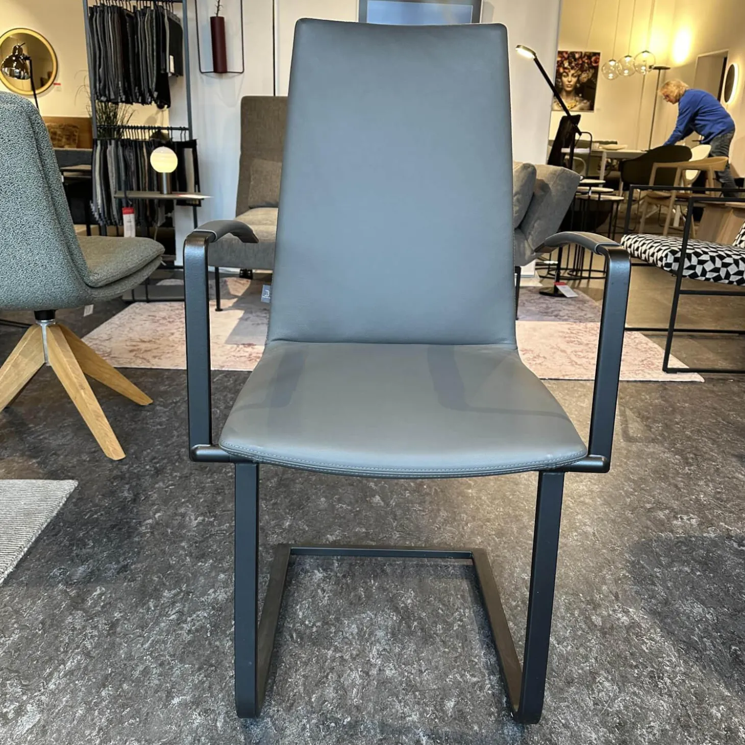 3er Set Stuhl Karma Leder Toledo Anthrazit Gestell Flachstahl Schwarz Mit Und Ohne Armlehnen