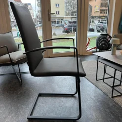 3er Set Stuhl Karma Leder Toledo Anthrazit Gestell Flachstahl Schwarz Mit Und Ohne Armlehnen