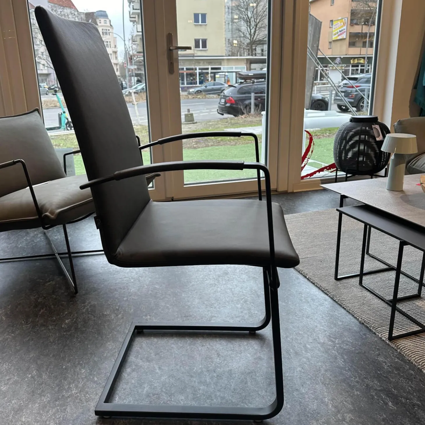 3er Set Stuhl Karma Leder Toledo Anthrazit Gestell Flachstahl Schwarz Mit Und Ohne Armlehnen