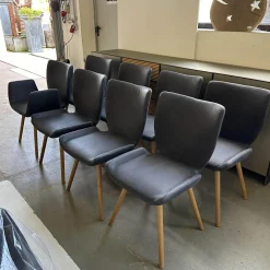 8er Set Stuhl Kasaar Leder Novera 0523 Black Off Schwarz Gestell Knorrige Eiche Natur Geölt