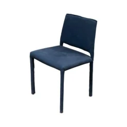 2er Set Stuhl Kau Soft Leder Nabuk Dunkelblau Gestell Metallrahmen Mit Leder Bezogen Dunkelblau