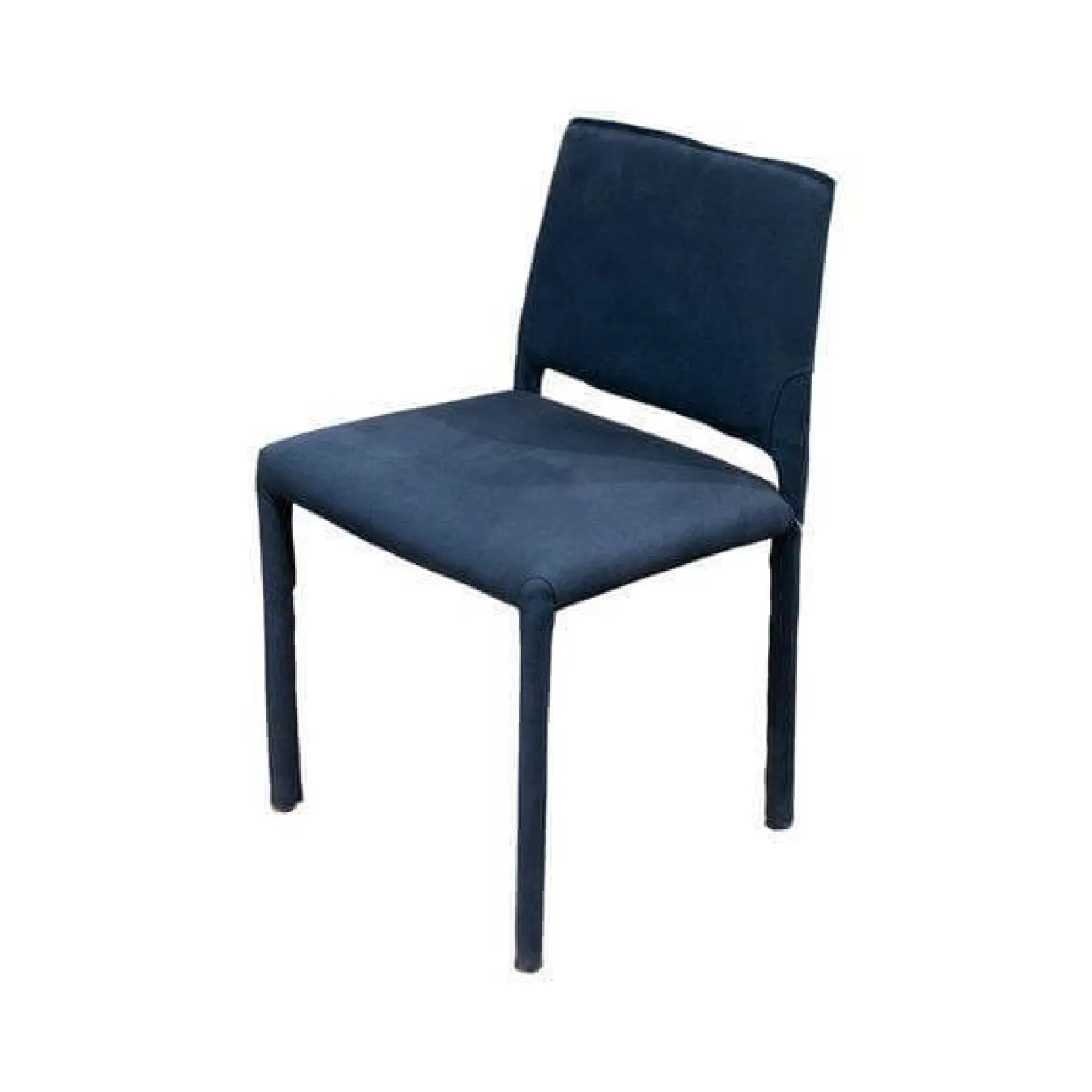 2er Set Stuhl Kau Soft Leder Nabuk Dunkelblau Gestell Metallrahmen Mit Leder Bezogen Dunkelblau