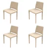 4er Set Stuhl Kau Soft Leder Camoscio Beige Gestell Metallrahmen Mit Leder Bezogen Beige