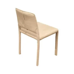 4er Set Stuhl Kau Soft Leder Camoscio Beige Gestell Metallrahmen Mit Leder Bezogen Beige