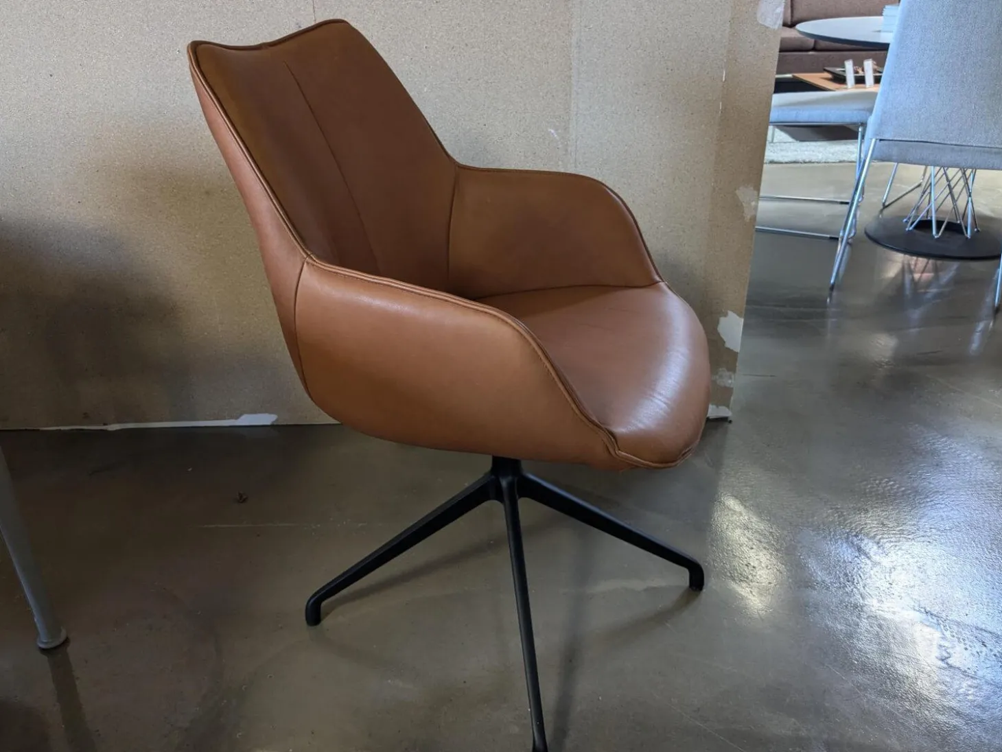 4er Set Stuhl Kiq Leder Gogain Cognac Braun