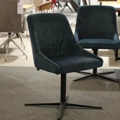 6er Set Stuhl Lani Stoff Dubai Petrol Blau Gestell Metall Anthrazit Matt Mit Drehschwingfunktion