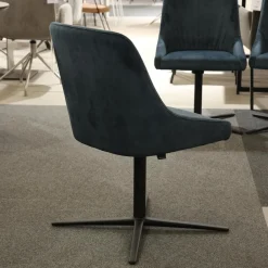 6er Set Stuhl Lani Stoff Dubai Petrol Blau Gestell Metall Anthrazit Matt Mit Drehschwingfunktion