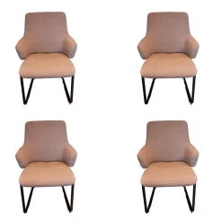 4er Set Stuhl Laurel L Bezug Stoff 500 Daisy 80 Beige Gestell D400 Matt Schwarz