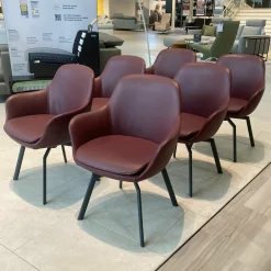 6er Set Stuhl Leder Colorado Kaminrot Rot Gestell Metall Schwarz Grau Drehbar