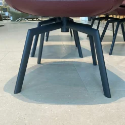 6er Set Stuhl Leder Colorado Kaminrot Rot Gestell Metall Schwarz Grau Drehbar