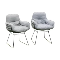 2er Set Stuhl Leyasol High Stoff Lopi Cloud Drahtgestell ME001 Schwarz Mit Kunststoffgleitern