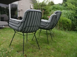 2er Set Stuhl Leyasol High Stoff Lopi Cloud Drahtgestell ME001 Schwarz Mit Kunststoffgleitern