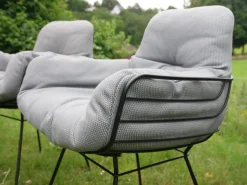 2er Set Stuhl Leyasol High Stoff Lopi Cloud Drahtgestell ME001 Schwarz Mit Kunststoffgleitern