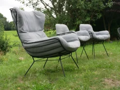 2er Set Stuhl Leyasol High Stoff Lopi Cloud Drahtgestell ME001 Schwarz Mit Kunststoffgleitern