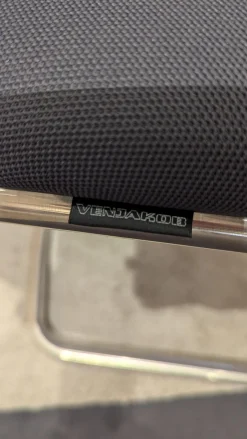 6er Set Stuhl Lilli Stoff Tritex Titan Blau Kopfstück Nussbaum Gölt Gestell Edelstahloptik Poliert