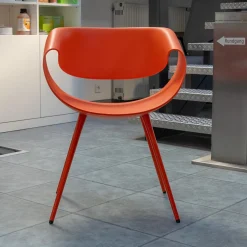 2er Set Stuhl Little Perillo Schale Hartschaum Koralle Orange Rot Gestell Alu Koralle