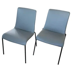 2er Set Stuhl Liz 1302 Leder Congress 1440 Marram Grau Bise Schwarz 4 Bein Untergestell Matt Pulverbeschichtet Schwarz