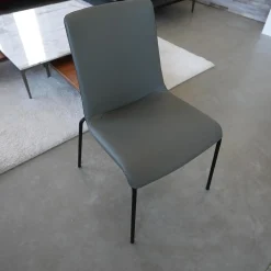 2er Set Stuhl Liz 1302 Leder Congress 1440 Marram Grau Bise Schwarz 4 Bein Untergestell Matt Pulverbeschichtet Schwarz