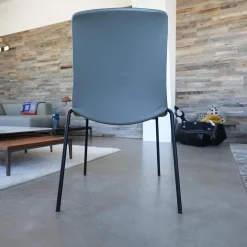 2er Set Stuhl Liz 1302 Leder Congress 1440 Marram Grau Bise Schwarz 4 Bein Untergestell Matt Pulverbeschichtet Schwarz