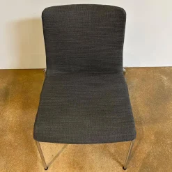 6er Set Stuhl Liz 1300 Stoff Bora Slate Grau Gestell Hochglanz Verchromt Stapelbar Mit Kunststoffgleitern