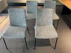 4er Set Stuhl Liz 1302 Stoff Tao 7730 Moonlight 26 Grau Gestell Schwarz Matt Pulverbeschichtet