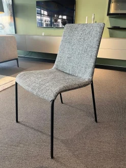 4er Set Stuhl Liz 1302 Stoff Tao 7730 Moonlight 26 Grau Gestell Schwarz Matt Pulverbeschichtet